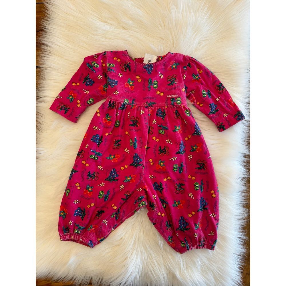 Vintage OshKosh Baby B'Gosh Toddler Bubble Romper Fruits 3/6 Months Pink